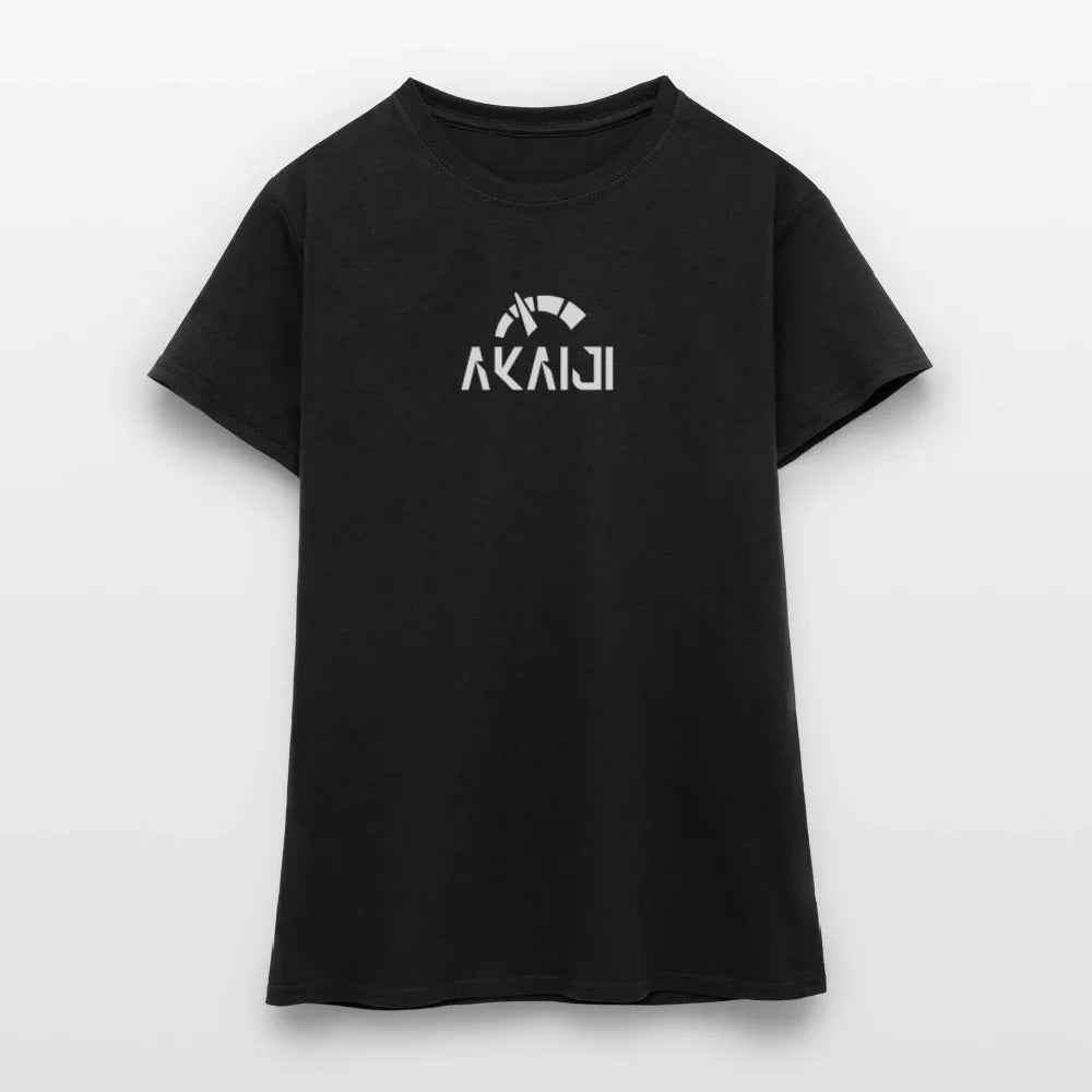 T-SHIRT FEMME AKAIJI LOGO BLANC - noir