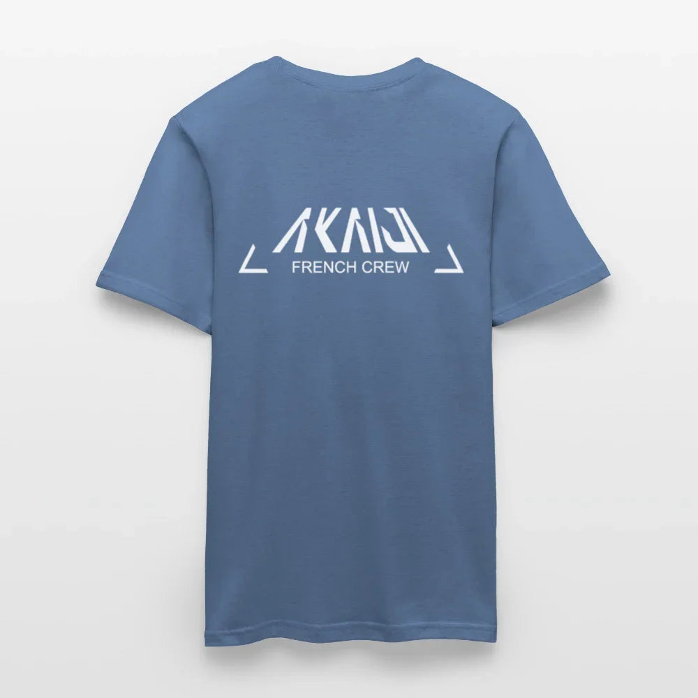 T-SHIRT HOMME AKAIJI LOGO BLANC - bleu pigeon 