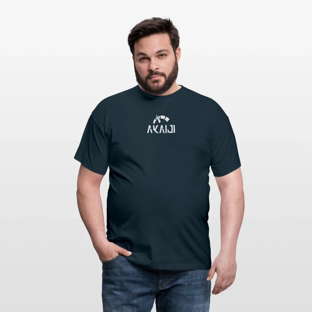 T-SHIRT HOMME AKAIJI LOGO BLANC - marine