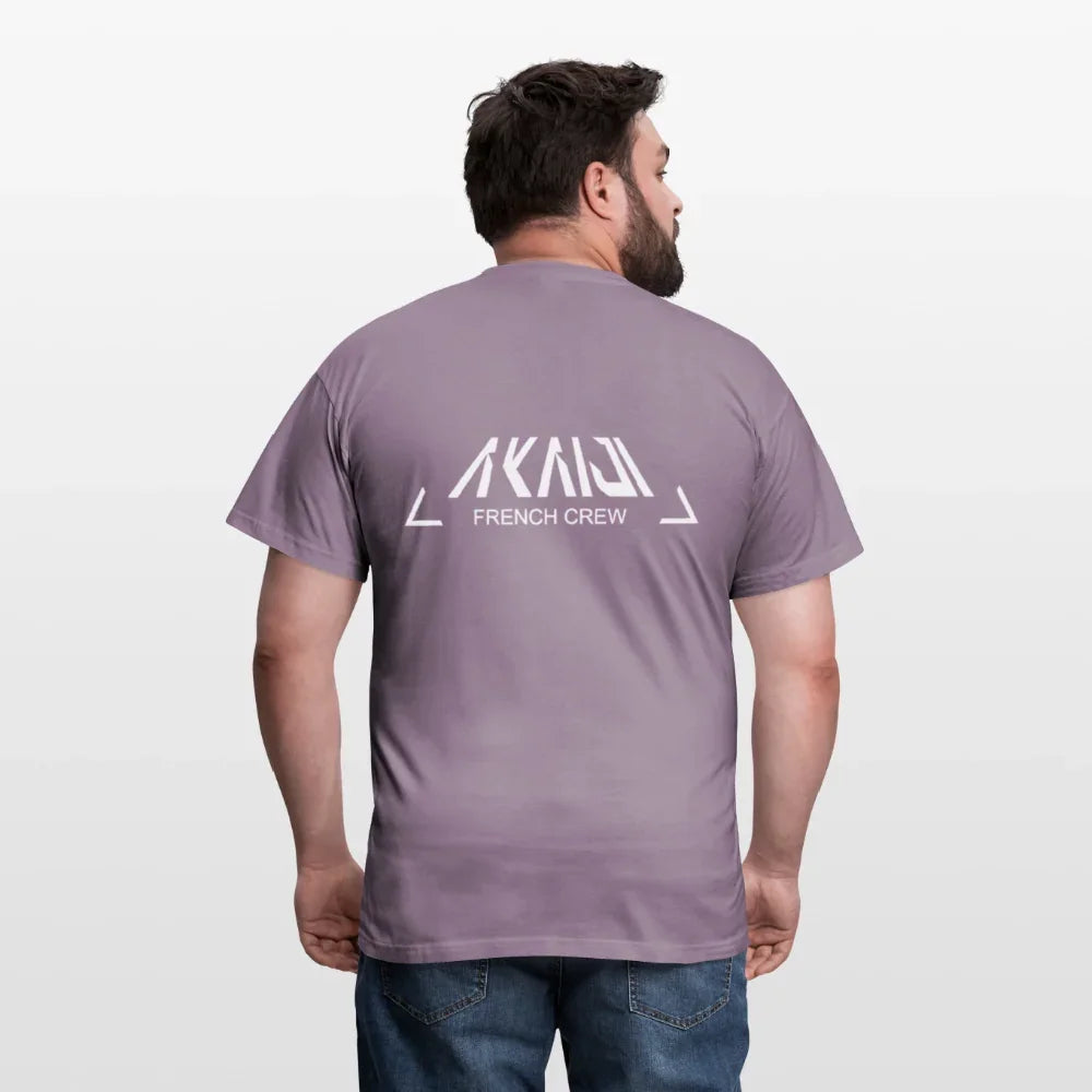 T-SHIRT HOMME AKAIJI LOGO BLANC - mauve gris 