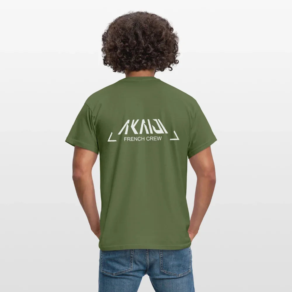 T-SHIRT HOMME AKAIJI LOGO BLANC - vert militaire