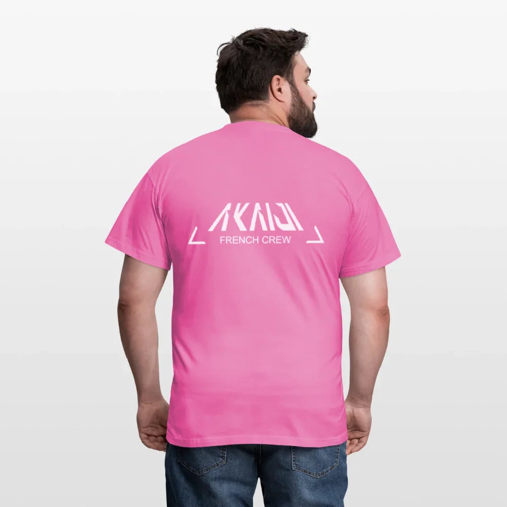 T-SHIRT HOMME AKAIJI LOGO BLANC - rose