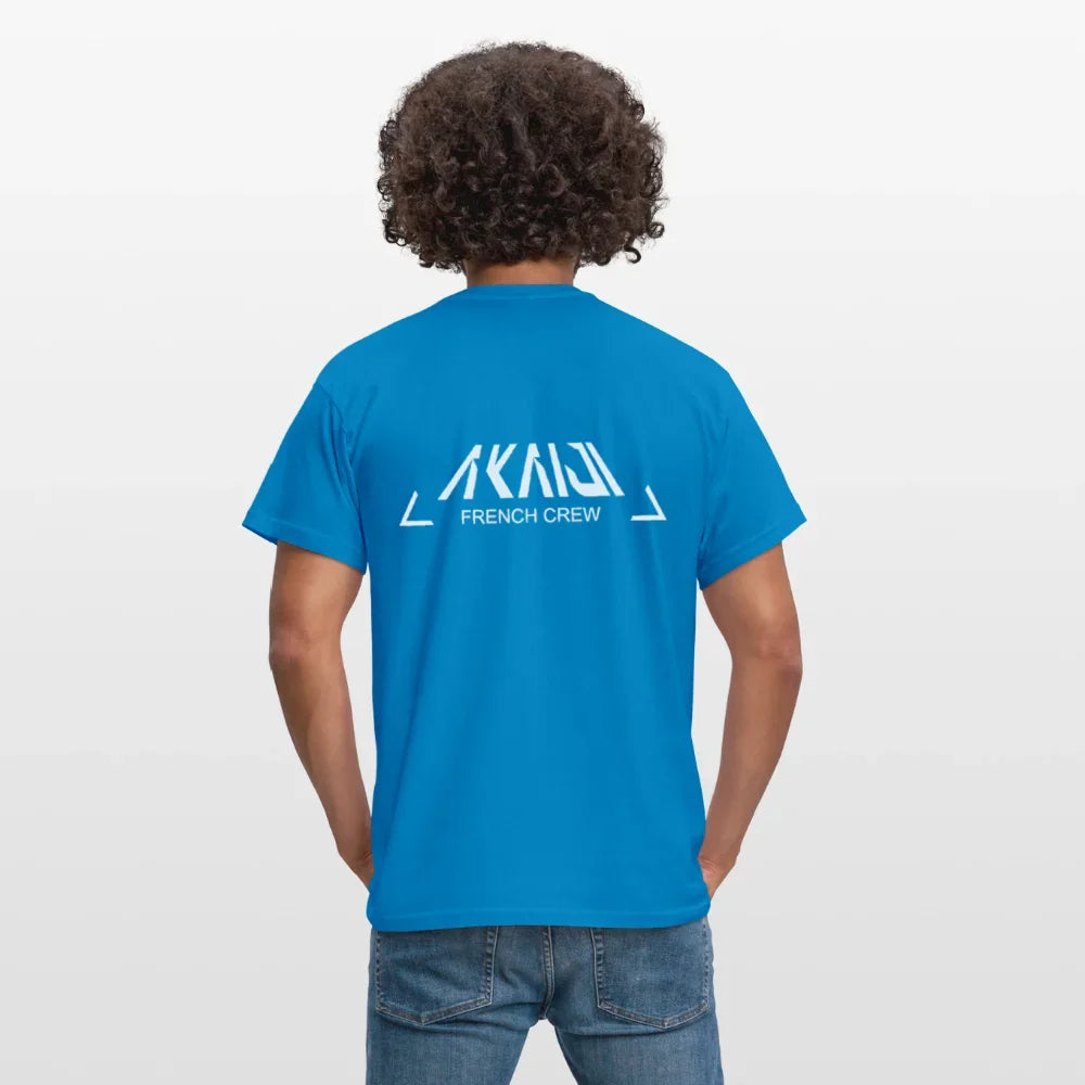T-SHIRT HOMME AKAIJI LOGO BLANC - bleu royal
