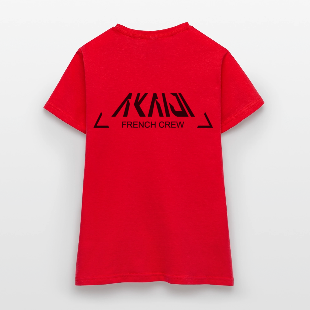 T-SHIRT FEMME AKAIJI LOGO NOIR - rouge