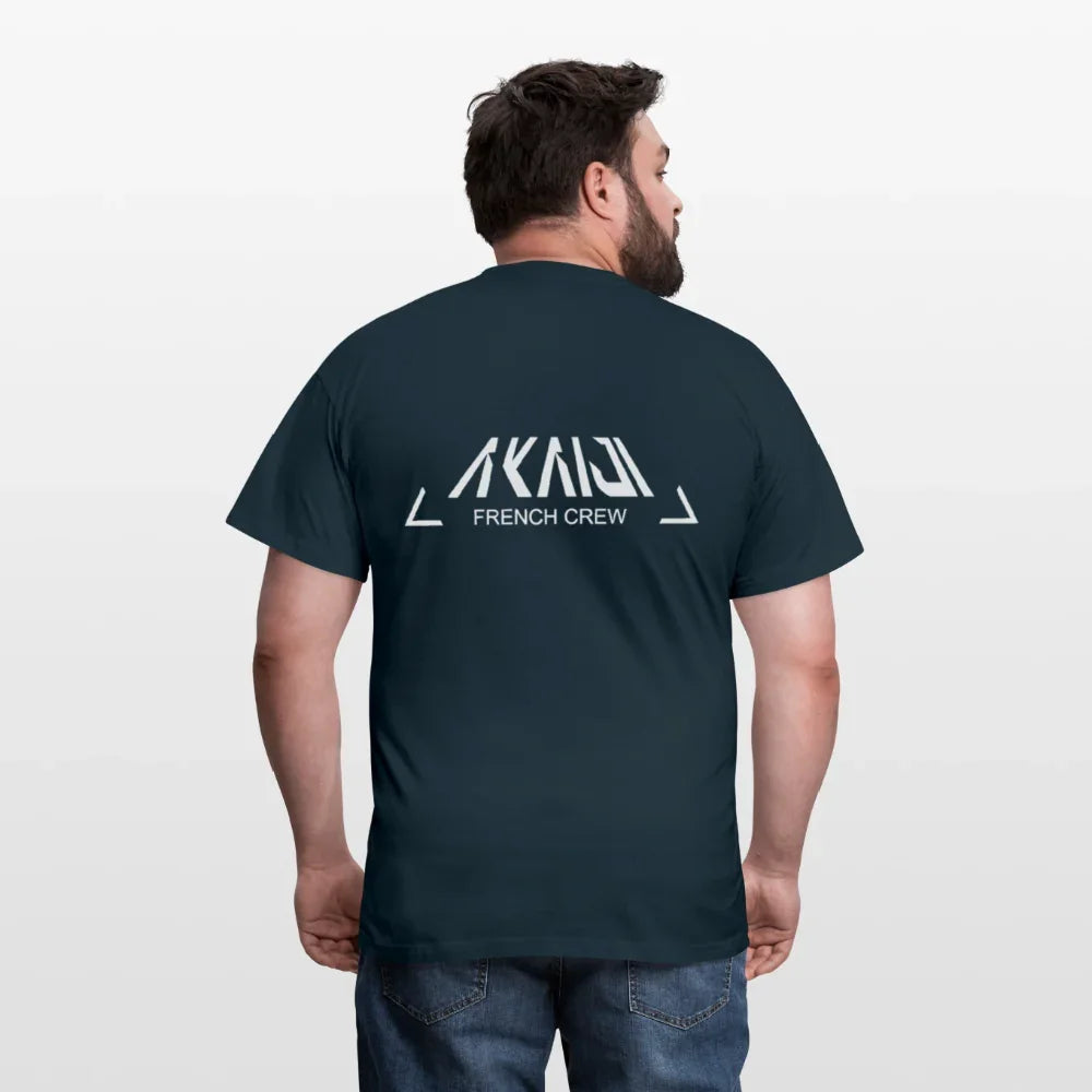 T-SHIRT HOMME AKAIJI LOGO BLANC - marine