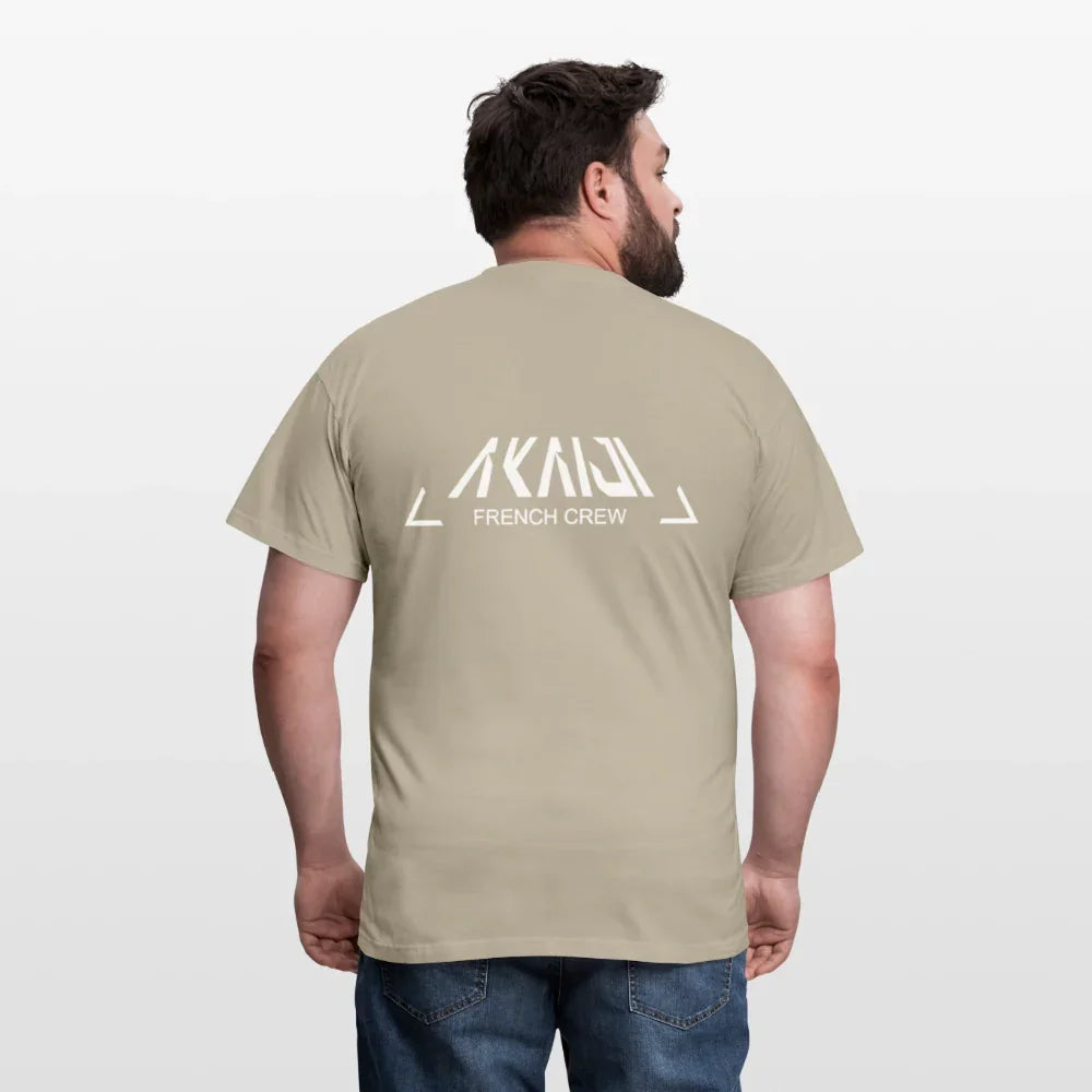 T-SHIRT HOMME AKAIJI LOGO BLANC - beige sable
