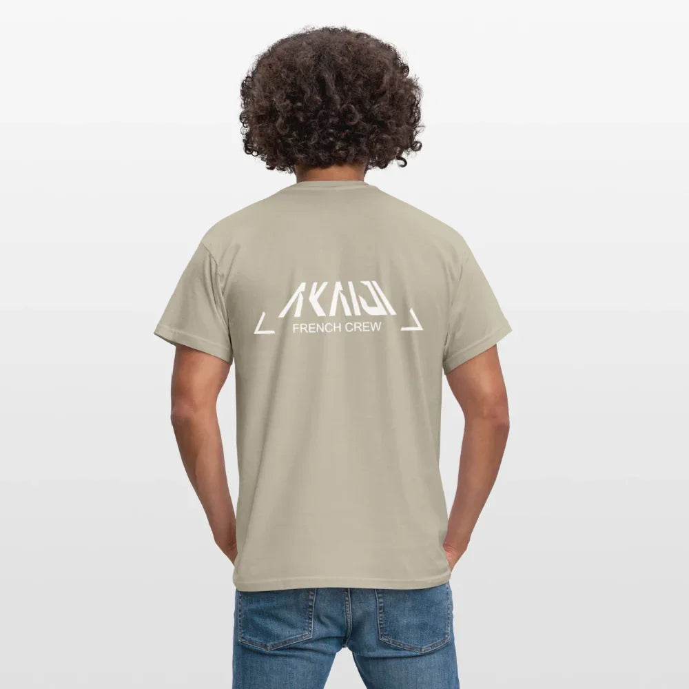 T-SHIRT HOMME AKAIJI LOGO BLANC - beige sable