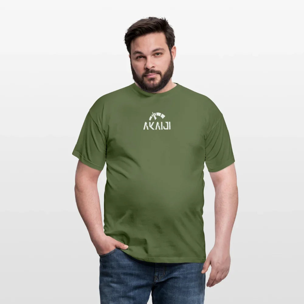 T-SHIRT HOMME AKAIJI LOGO BLANC - vert militaire
