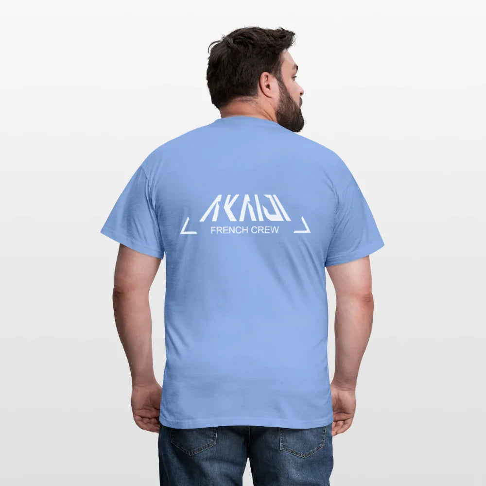 T-SHIRT HOMME AKAIJI LOGO BLANC - carolina blue