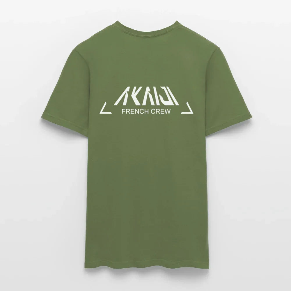 T-SHIRT HOMME AKAIJI LOGO BLANC - vert militaire