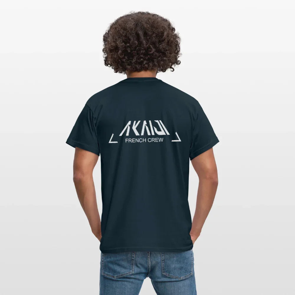 T-SHIRT HOMME AKAIJI LOGO BLANC - marine