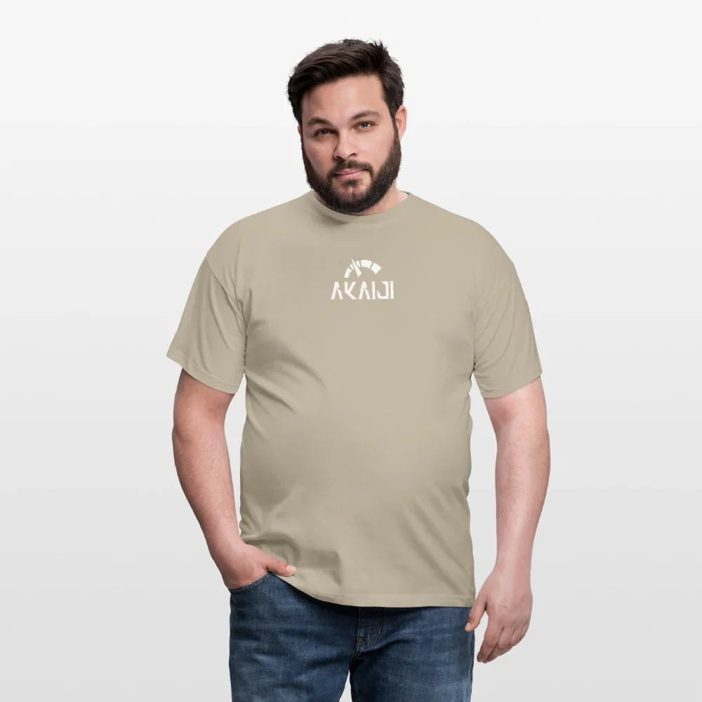 T-SHIRT HOMME AKAIJI LOGO BLANC - beige sable