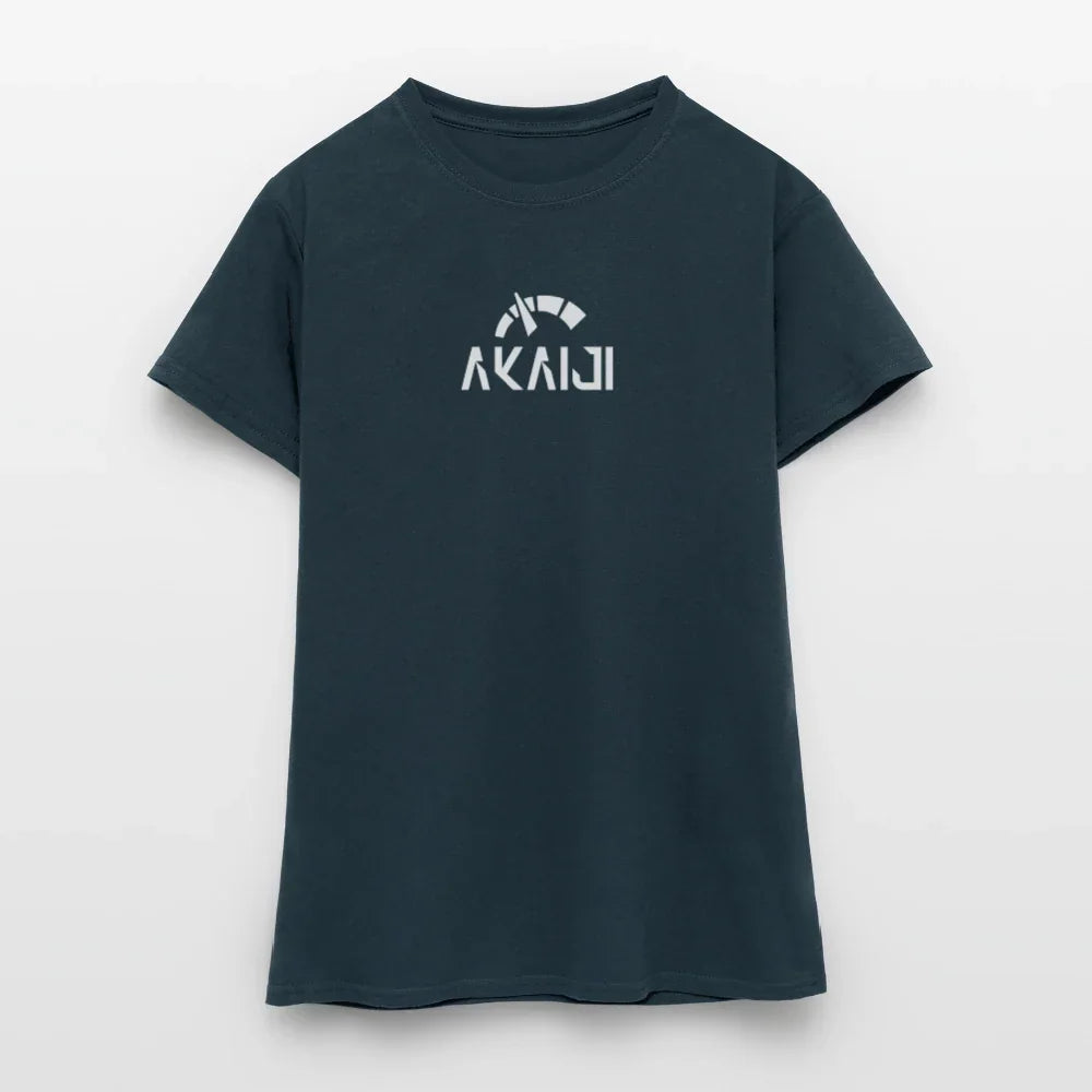 T-SHIRT FEMME AKAIJI LOGO BLANC - marine