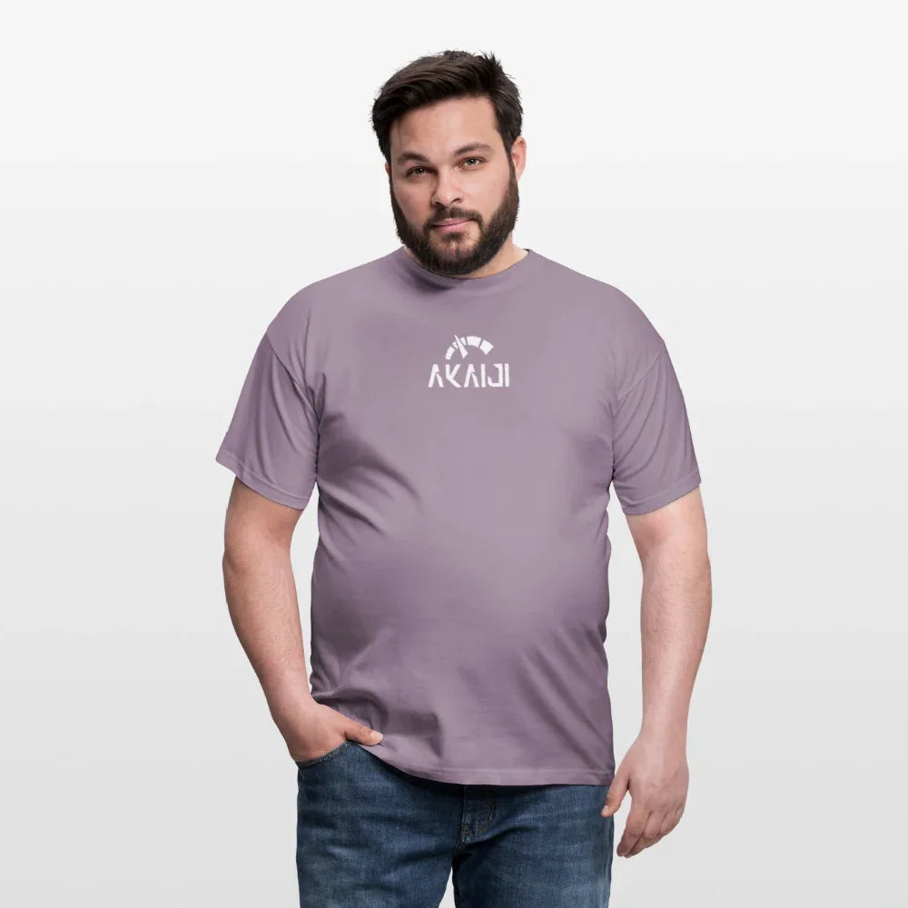 T-SHIRT HOMME AKAIJI LOGO BLANC - mauve gris 