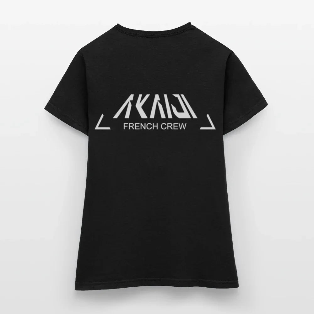 T-SHIRT FEMME AKAIJI LOGO BLANC - noir