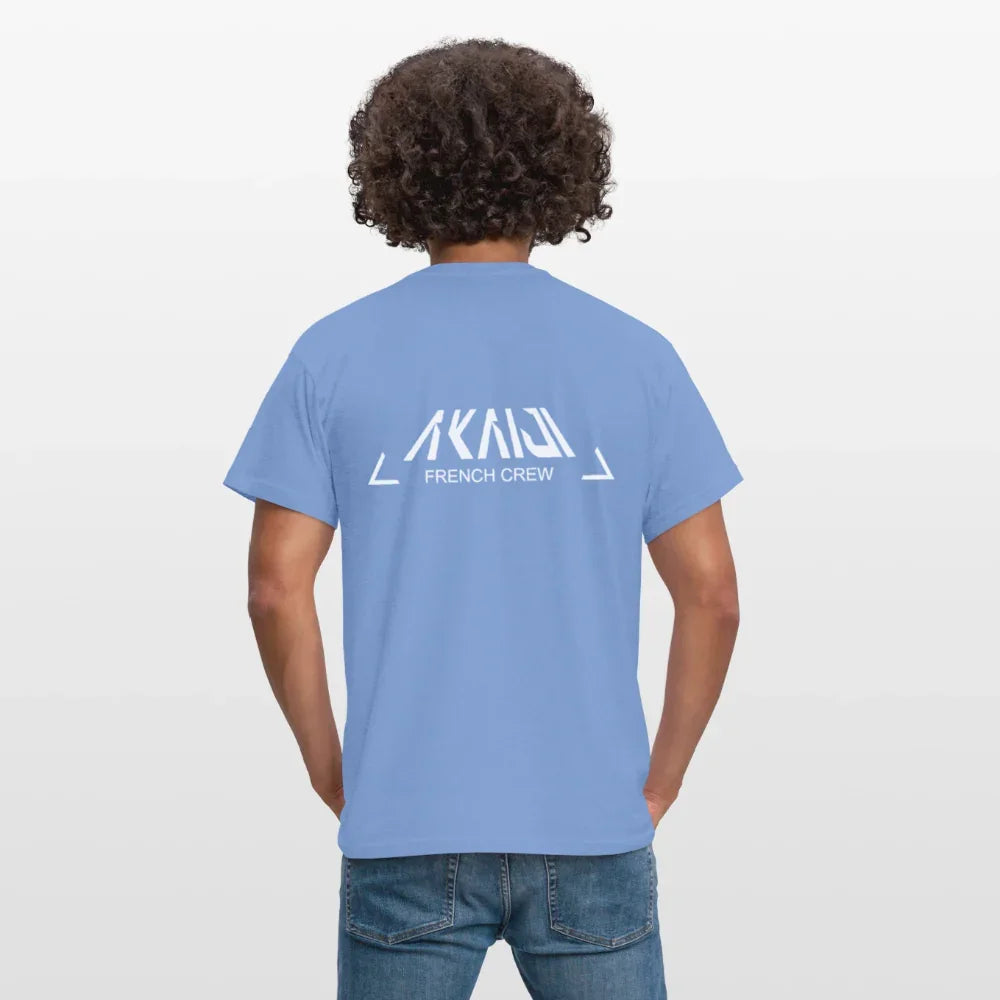 T-SHIRT HOMME AKAIJI LOGO BLANC - carolina blue