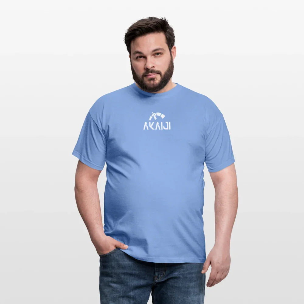 T-SHIRT HOMME AKAIJI LOGO BLANC - carolina blue