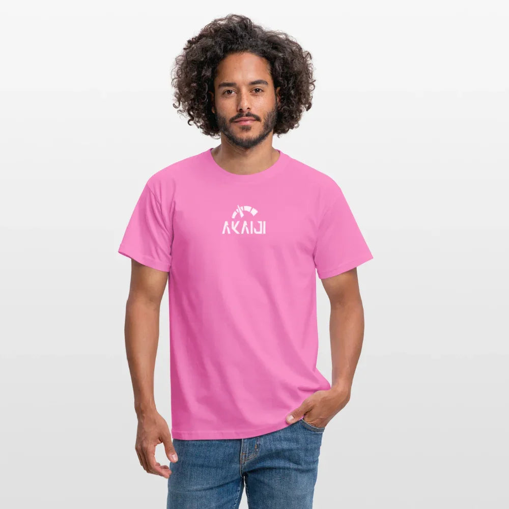T-SHIRT HOMME AKAIJI LOGO BLANC - rose