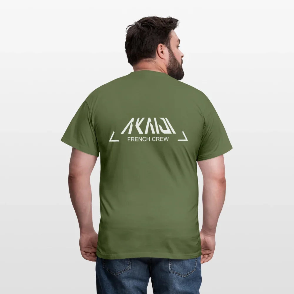 T-SHIRT HOMME AKAIJI LOGO BLANC - vert militaire