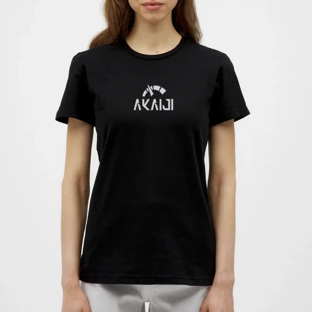 T-SHIRT FEMME AKAIJI LOGO BLANC - noir