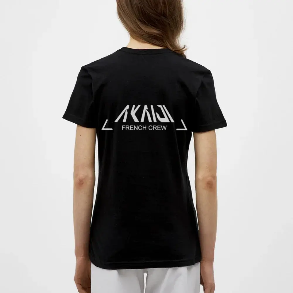 T-SHIRT FEMME AKAIJI LOGO BLANC - noir