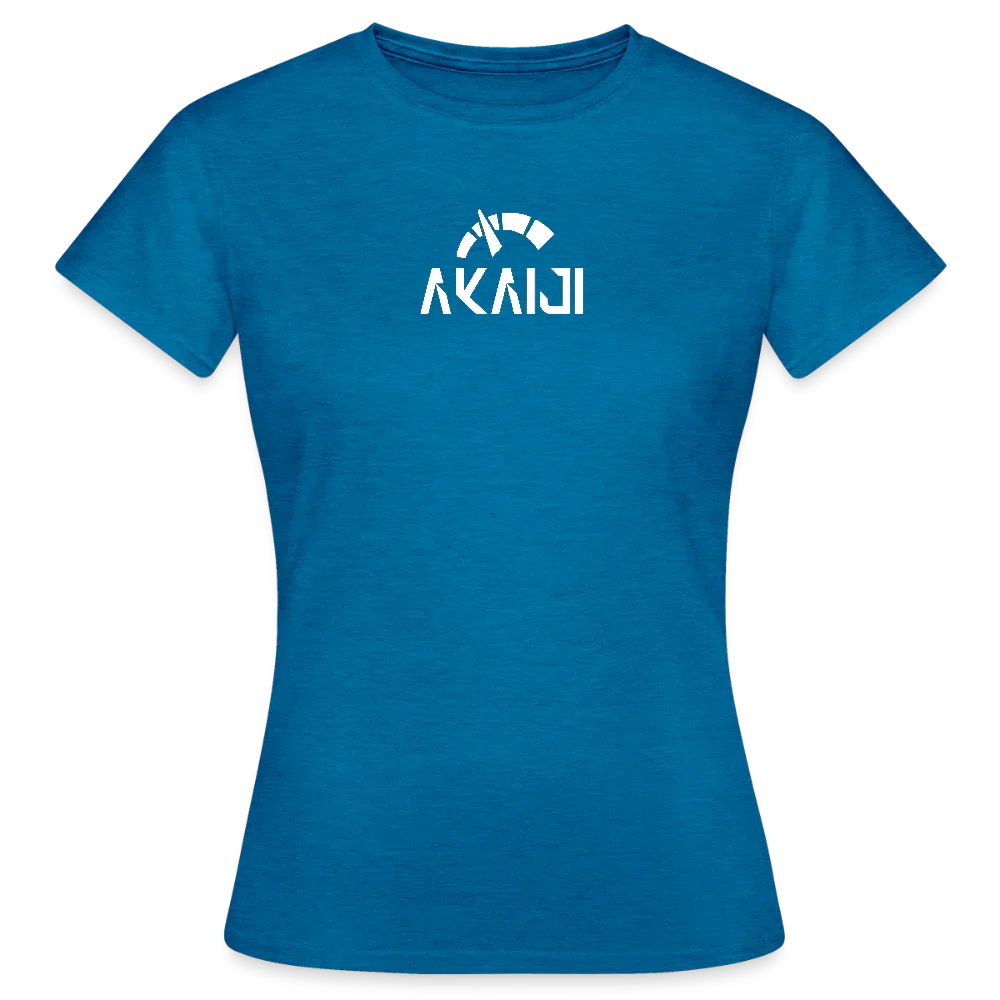 T-SHIRT FEMME AKAIJI LOGO BLANC - bleu saphir antique chiné
