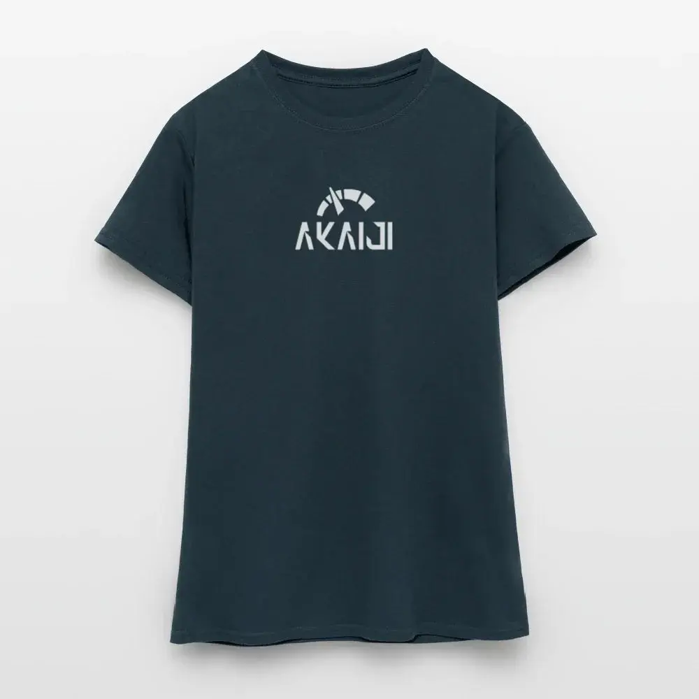 T-SHIRT FEMME AKAIJI LOGO BLANC - marine