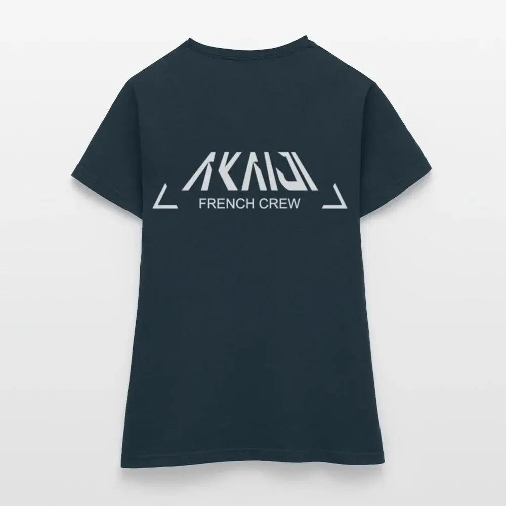 T-SHIRT FEMME AKAIJI LOGO BLANC - marine