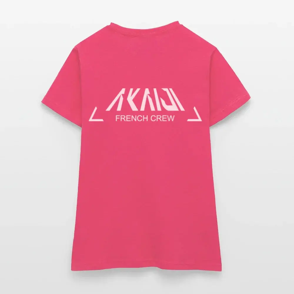 T-SHIRT FEMME AKAIJI LOGO BLANC - rose azalée