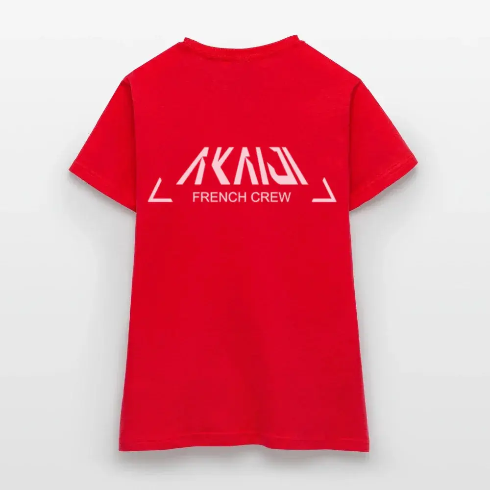 T-SHIRT FEMME AKAIJI LOGO BLANC - rouge