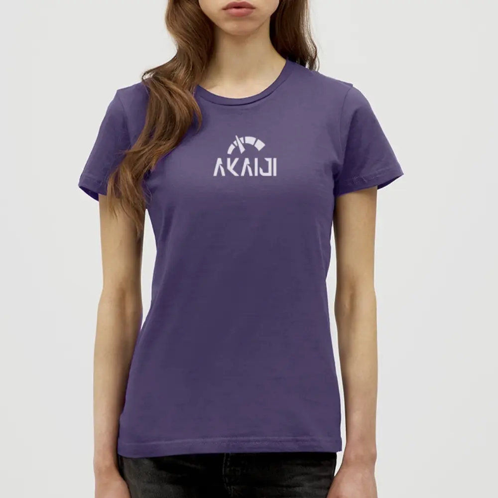T-SHIRT FEMME AKAIJI LOGO BLANC - violet foncé