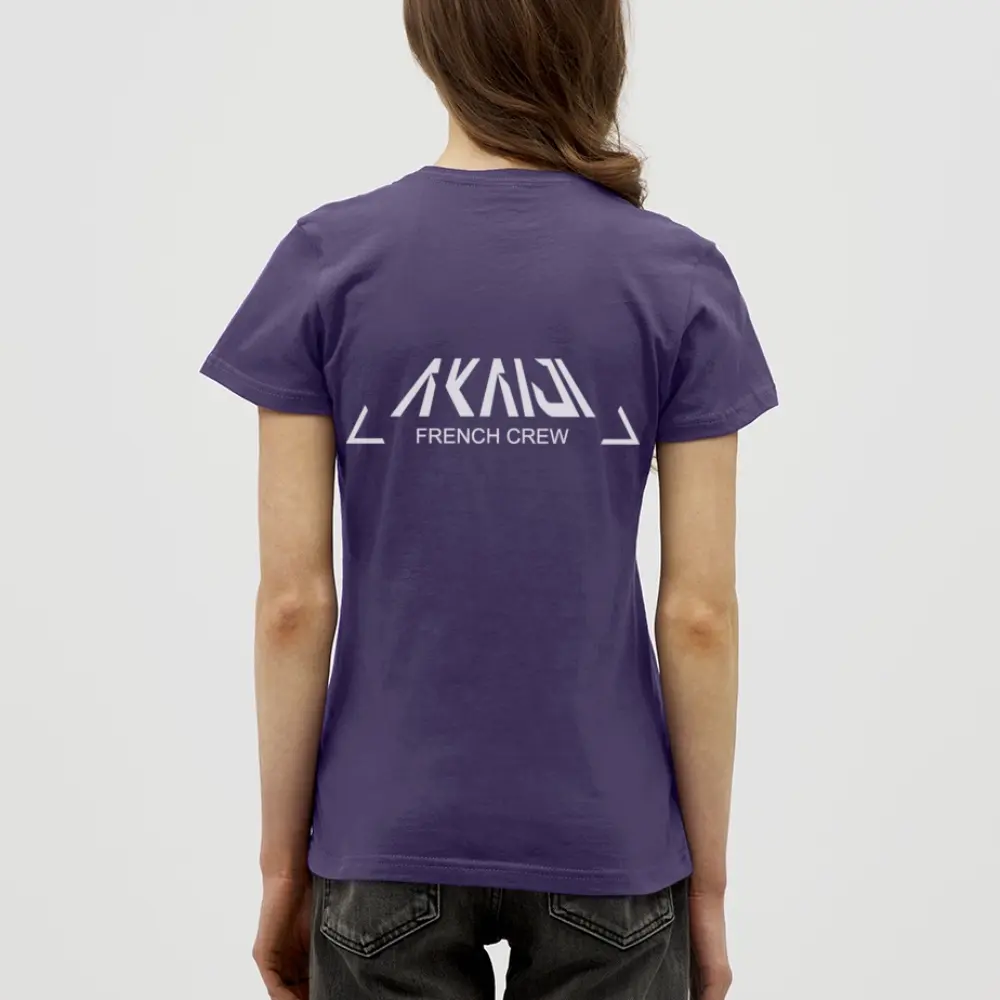 T-SHIRT FEMME AKAIJI LOGO BLANC - violet foncé