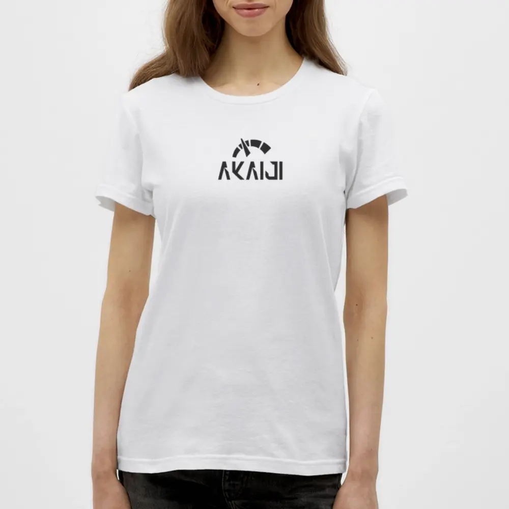 T-SHIRT FEMME AKAIJI LOGO NOIR - blanc