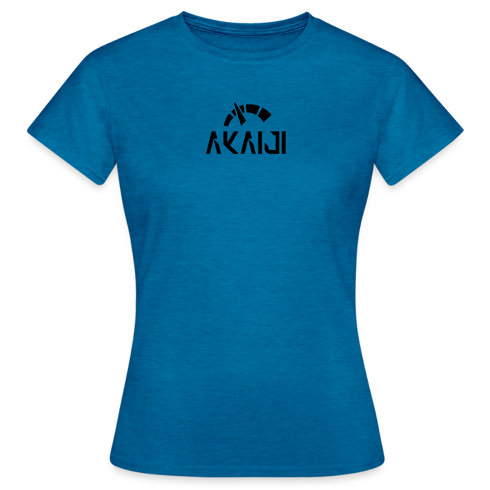 T-SHIRT FEMME AKAIJI LOGO NOIR - bleu saphir antique chiné