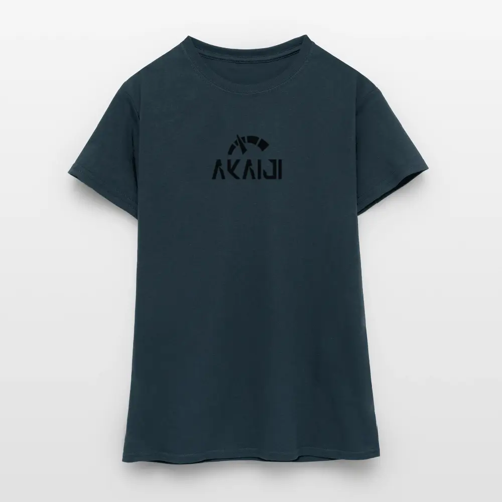 T-SHIRT FEMME AKAIJI LOGO NOIR - marine