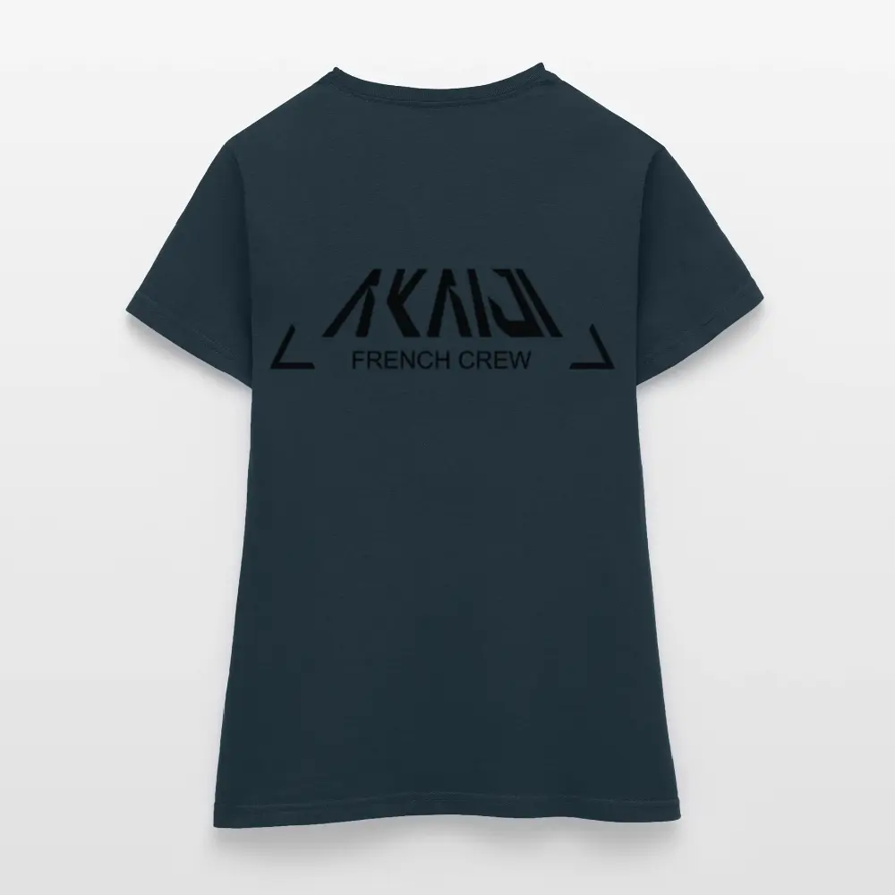 T-SHIRT FEMME AKAIJI LOGO NOIR - marine