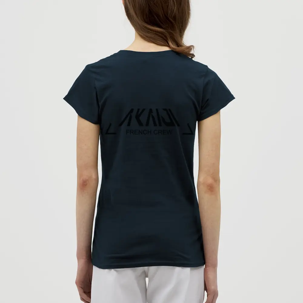 T-SHIRT FEMME AKAIJI LOGO NOIR - marine