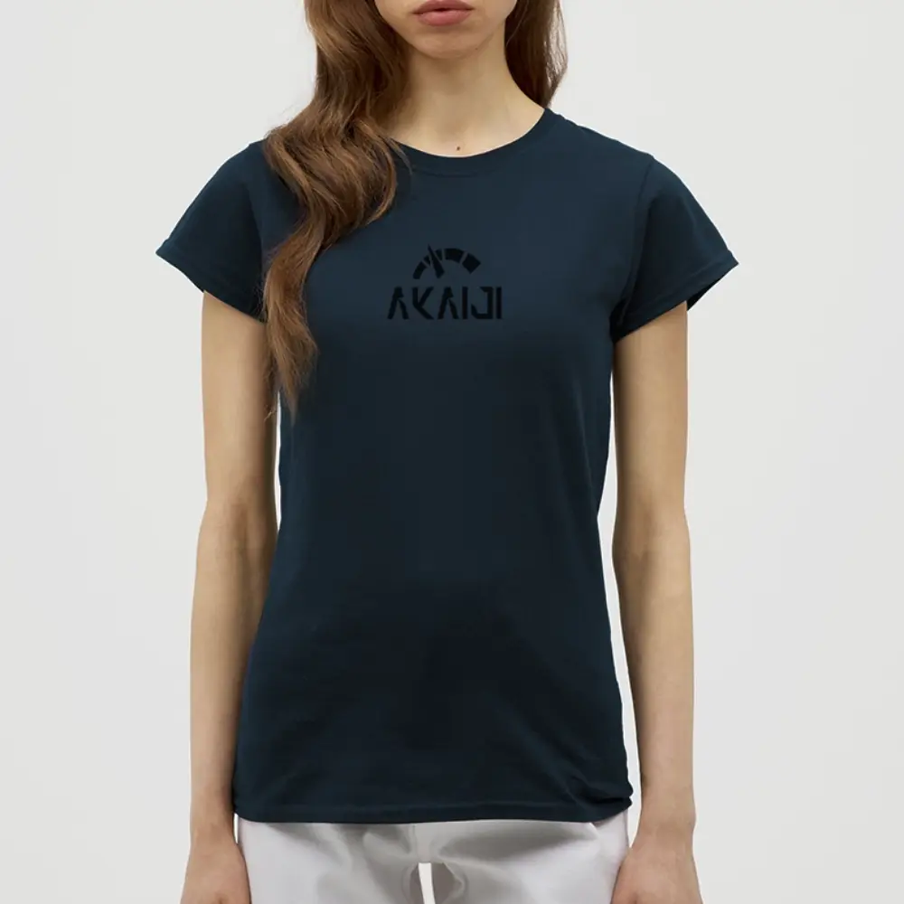 T-SHIRT FEMME AKAIJI LOGO NOIR - marine