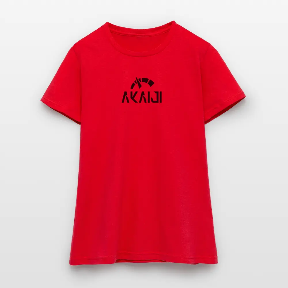 T-SHIRT FEMME AKAIJI LOGO NOIR - rouge