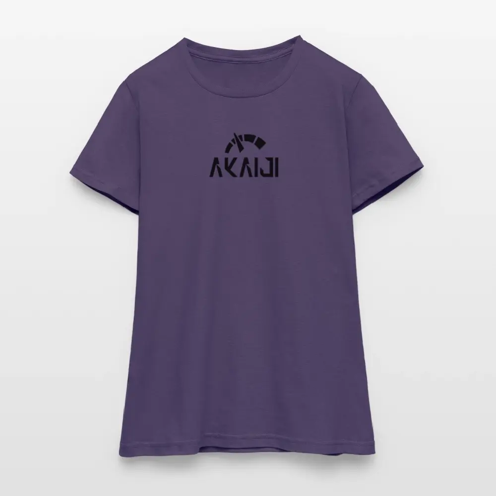 T-SHIRT FEMME AKAIJI LOGO NOIR - violet foncé