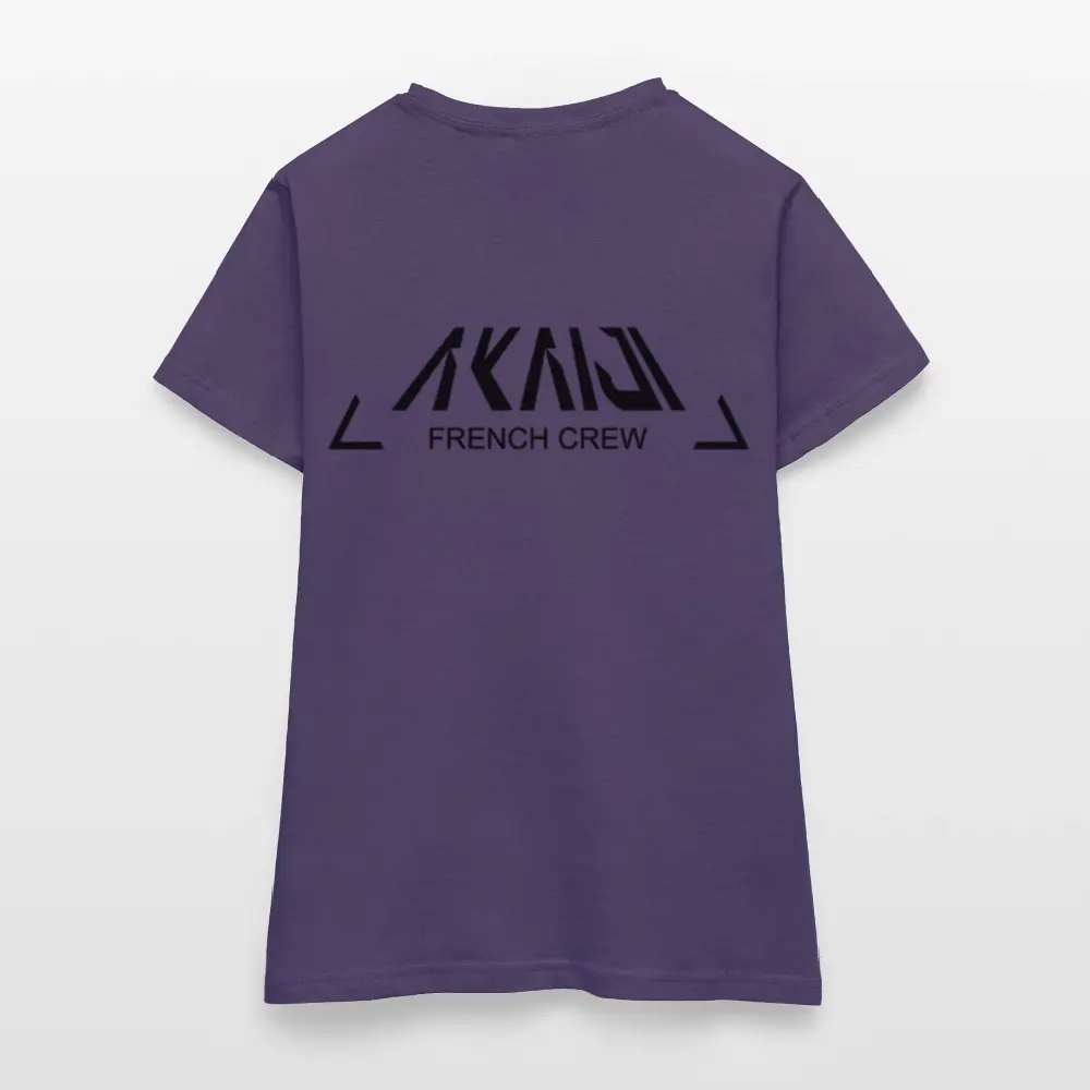 T-SHIRT FEMME AKAIJI LOGO NOIR - violet foncé