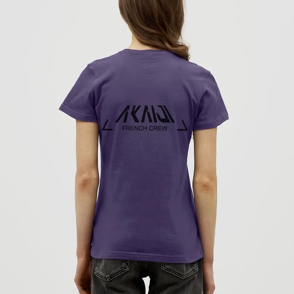 T-SHIRT FEMME AKAIJI LOGO NOIR - violet foncé