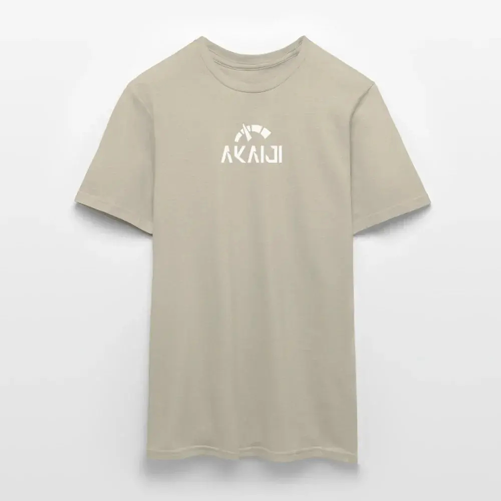 T-SHIRT HOMME AKAIJI LOGO BLANC - beige sable