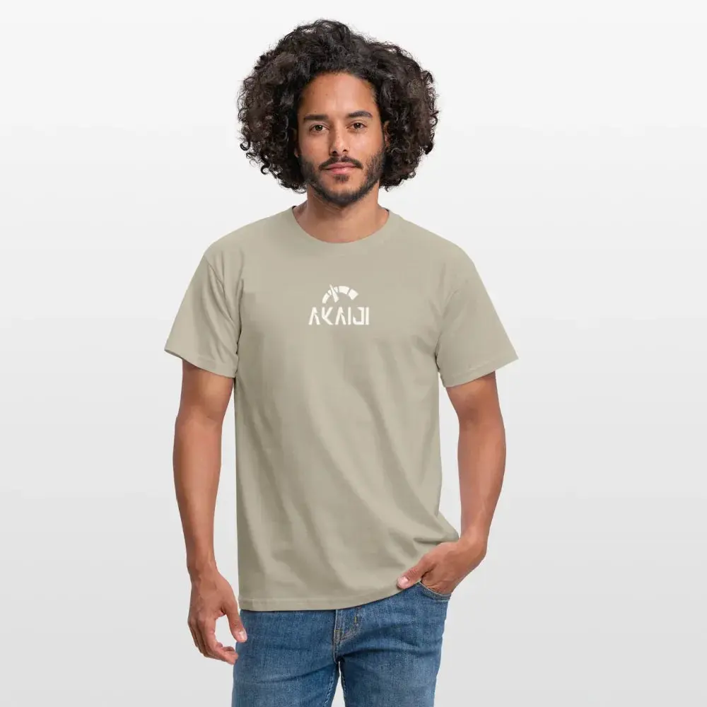 T-SHIRT HOMME AKAIJI LOGO BLANC - beige sable
