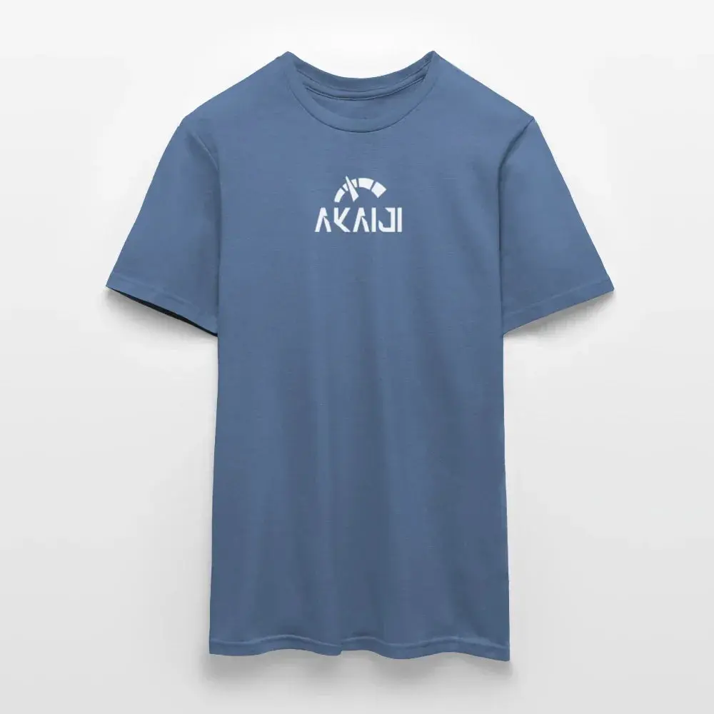 T-SHIRT HOMME AKAIJI LOGO BLANC - bleu pigeon 