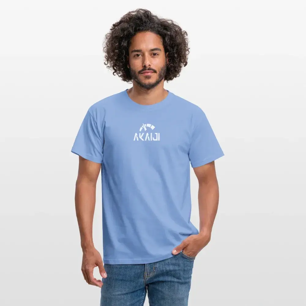 T-SHIRT HOMME AKAIJI LOGO BLANC - carolina blue