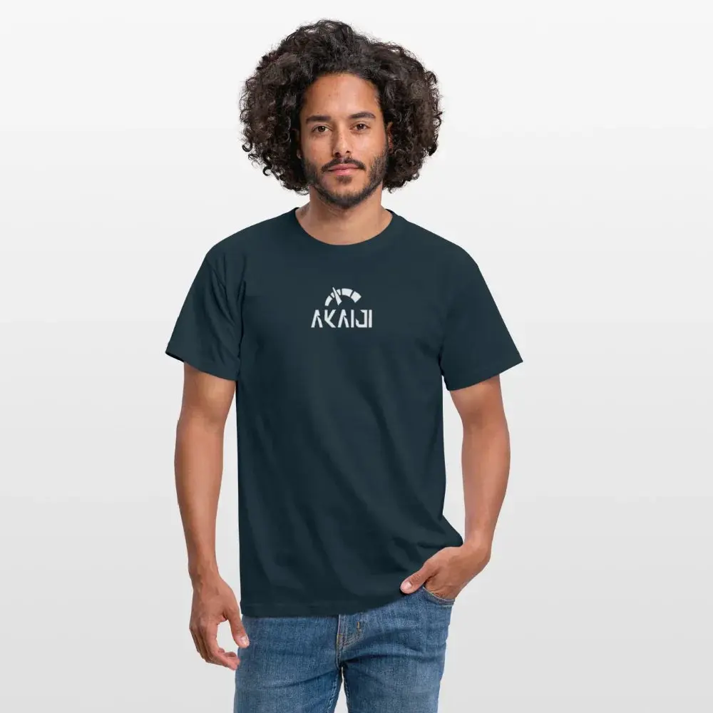 T-SHIRT HOMME AKAIJI LOGO BLANC - marine