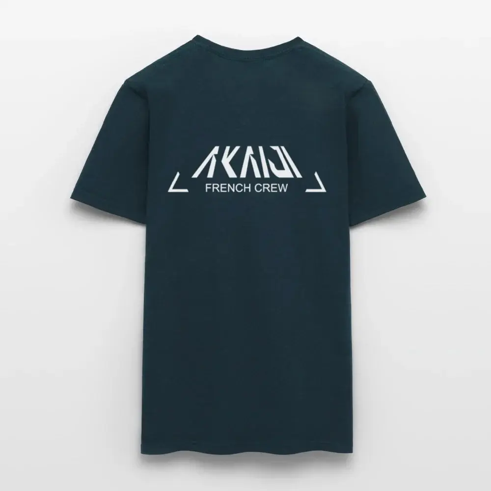 T-SHIRT HOMME AKAIJI LOGO BLANC - marine