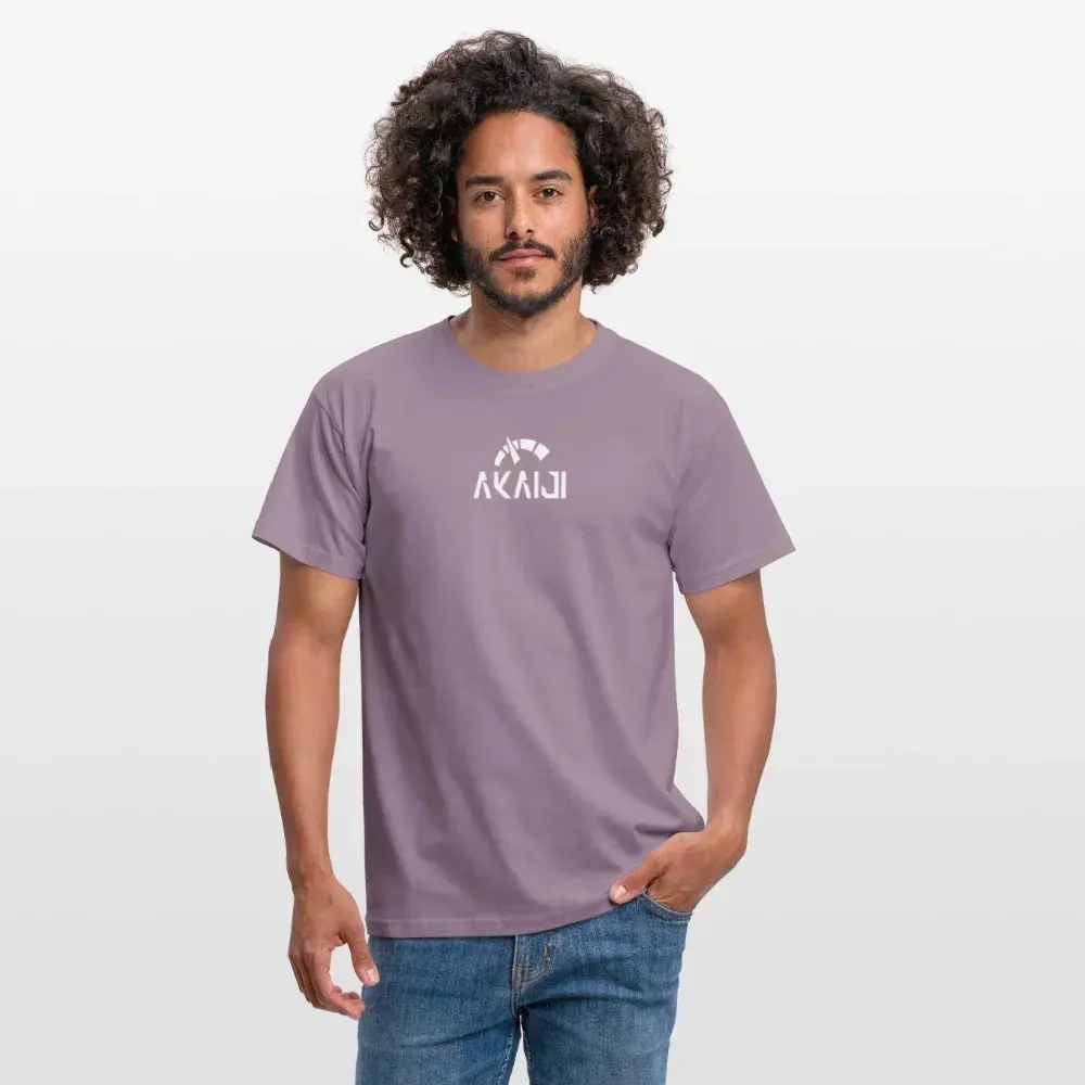 T-SHIRT HOMME AKAIJI LOGO BLANC - mauve gris 