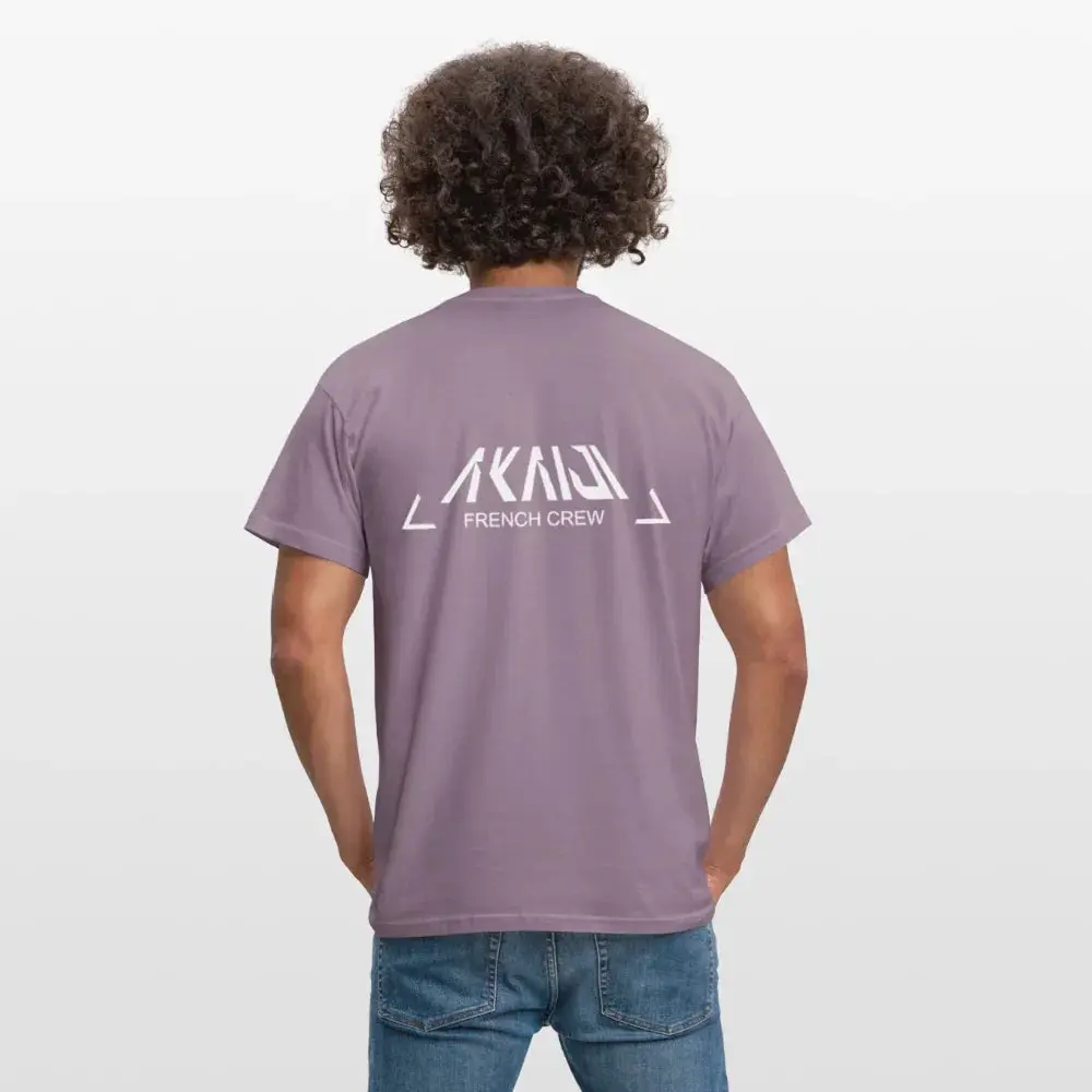 T-SHIRT HOMME AKAIJI LOGO BLANC - mauve gris 